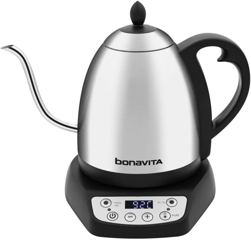 1L Digital Variable Temperature Gooseneck Electric Kettle for Coffee Brew and Tea Precise Pour Control, 6 Preset