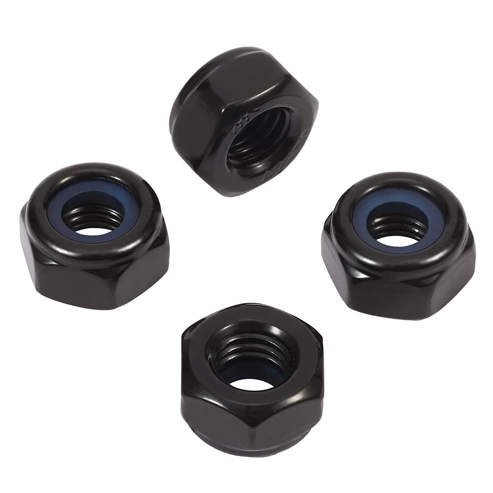 1/4-20 Nylon Insert Hex Lock Nuts Locknuts, 304 Stainless Steel 18-8, Black Oxide, 50 PCS