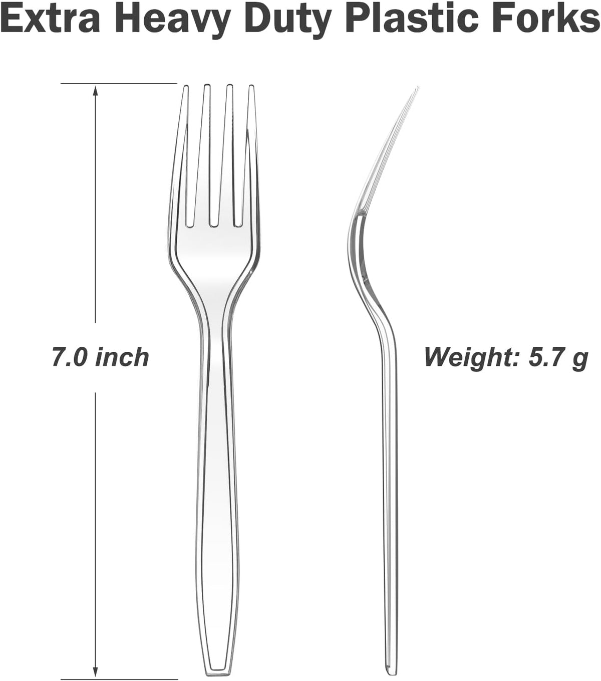 100 Count Extra Heavy Duty Clear Plastic Forks Disposable