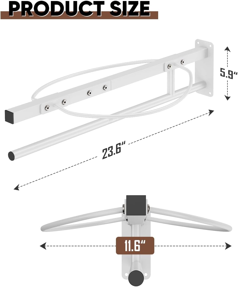 Wall Mounted Saddle Rack with Pad Bar for Horses Saddles, White