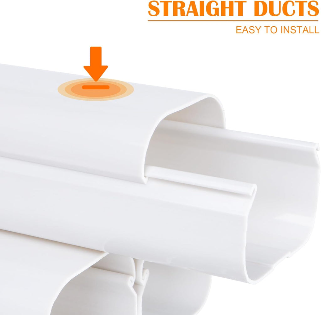 3" 20Ft Mini Split Line Set Cover Kit, Decorative PVC Slim AC Line Covers | with Flexible Duct, Paintable