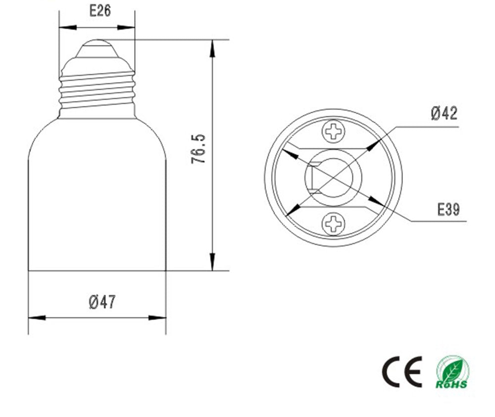 4pcs E26 to E39 Adapter,E26/E27 to E39/E40 Adapter Medium(E26/E27) to Mogul (E39/E40) Light Bulb Lamp Socket