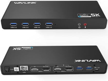 Displaylink Docking Station Dual 4K@60Hz Monitor for Mac, Windows | Universal For USB 3.0/USB-C Laptop, 2 HDMI/DP