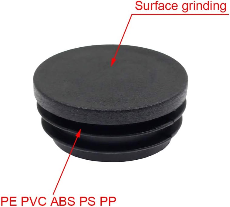 12PCS 45mm 1 3/4 Inch Round Black Plastic Plug End Cap