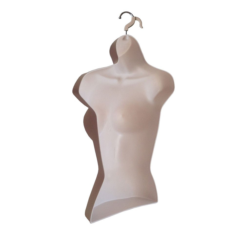 Female Mannequin Torso Hollow Back Body Stackable Dress Form with Hanging Hooks for Tshirt Display, Countertop, Craft