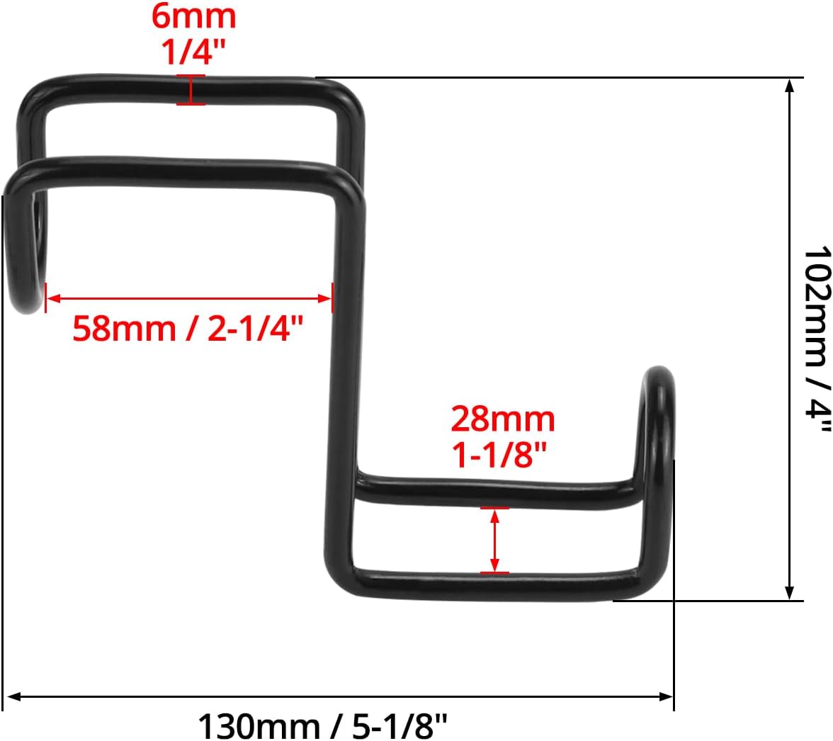 4 Inch Tack Hook Set - 4 Pack Heavy Duty Black Horse Halter Rack, Over Rail Bridle Hooks Anti-Rust Coated Metal Hooks