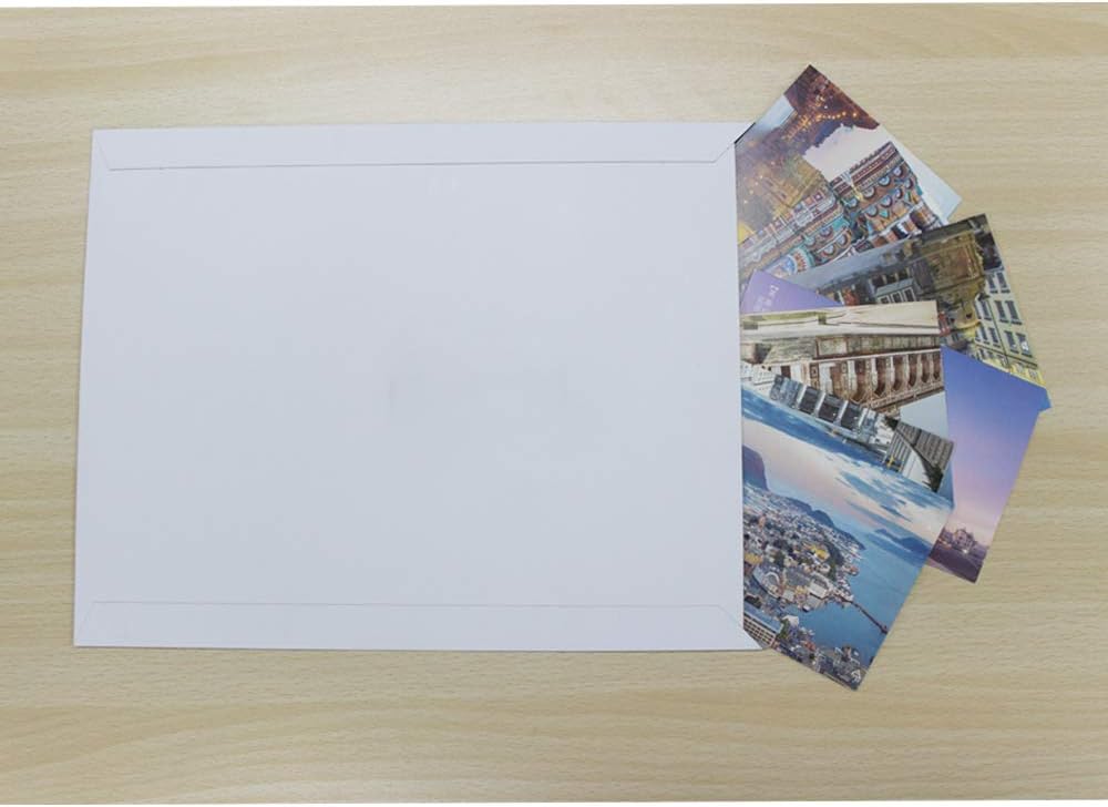 50 Pack Self Seal Photo Document Mailers 9X12 inch Rigid Mailers | Stay Flat, White Cardboard Envelopes