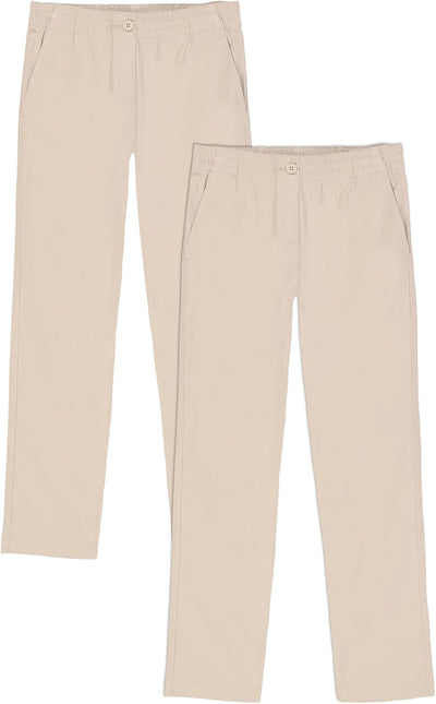 Girls' School Uniform Pull on Stretch Twill Pant, Straight Leg, Multipack