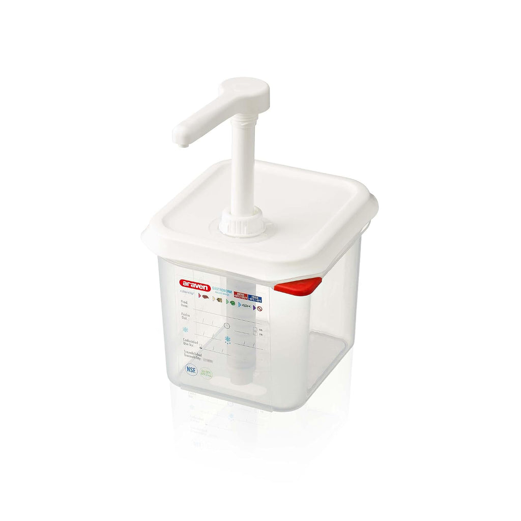 Sauce Dispenser with Pump, Single Container for Serving Condiments in Commercial Kitchen, 1 Oz Capacity, 1 Count, Clear