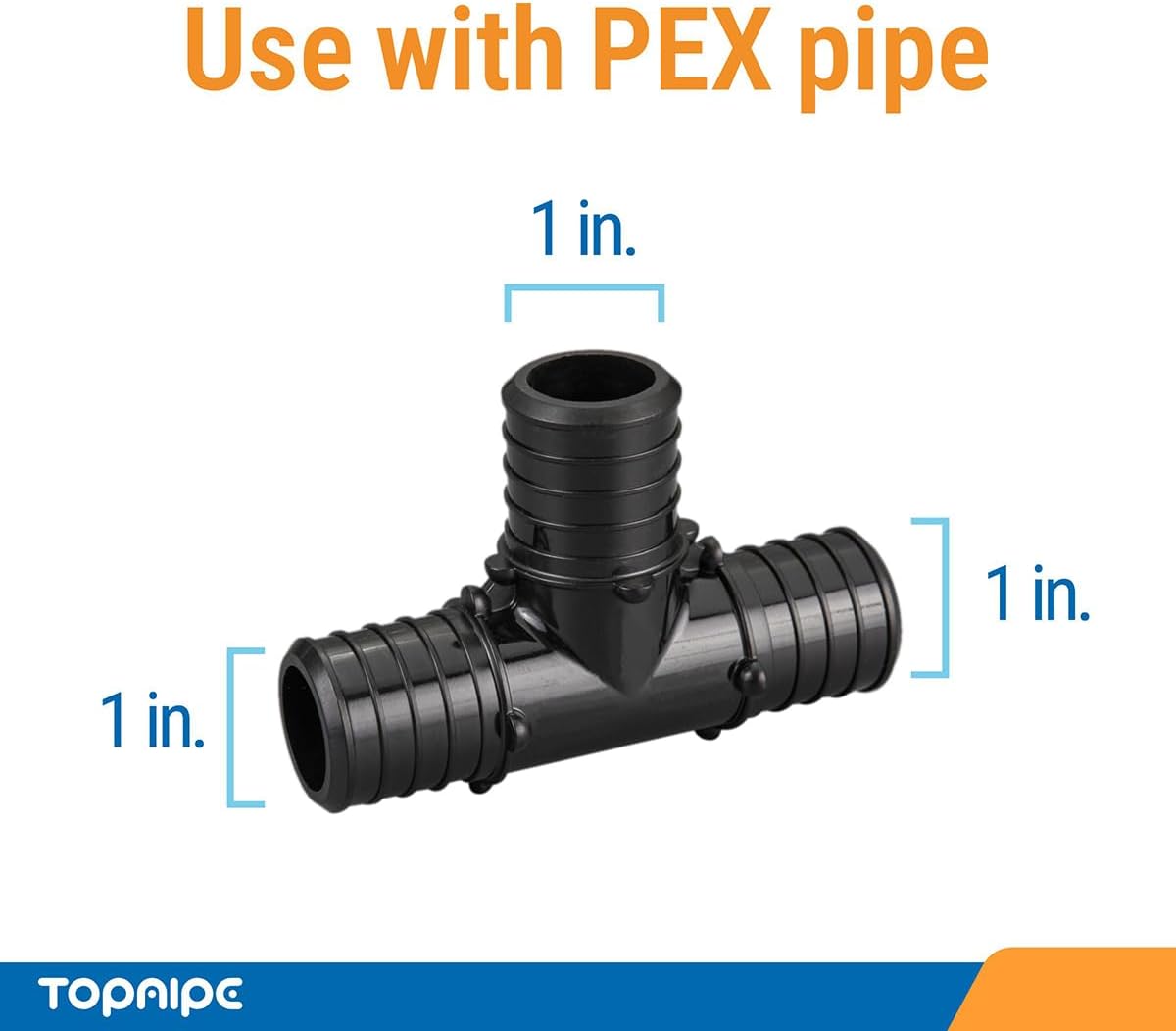 (Pack of 5) Topaipe 1 x 1 x 1 Inch PEX Poly Crimp Equal Tee