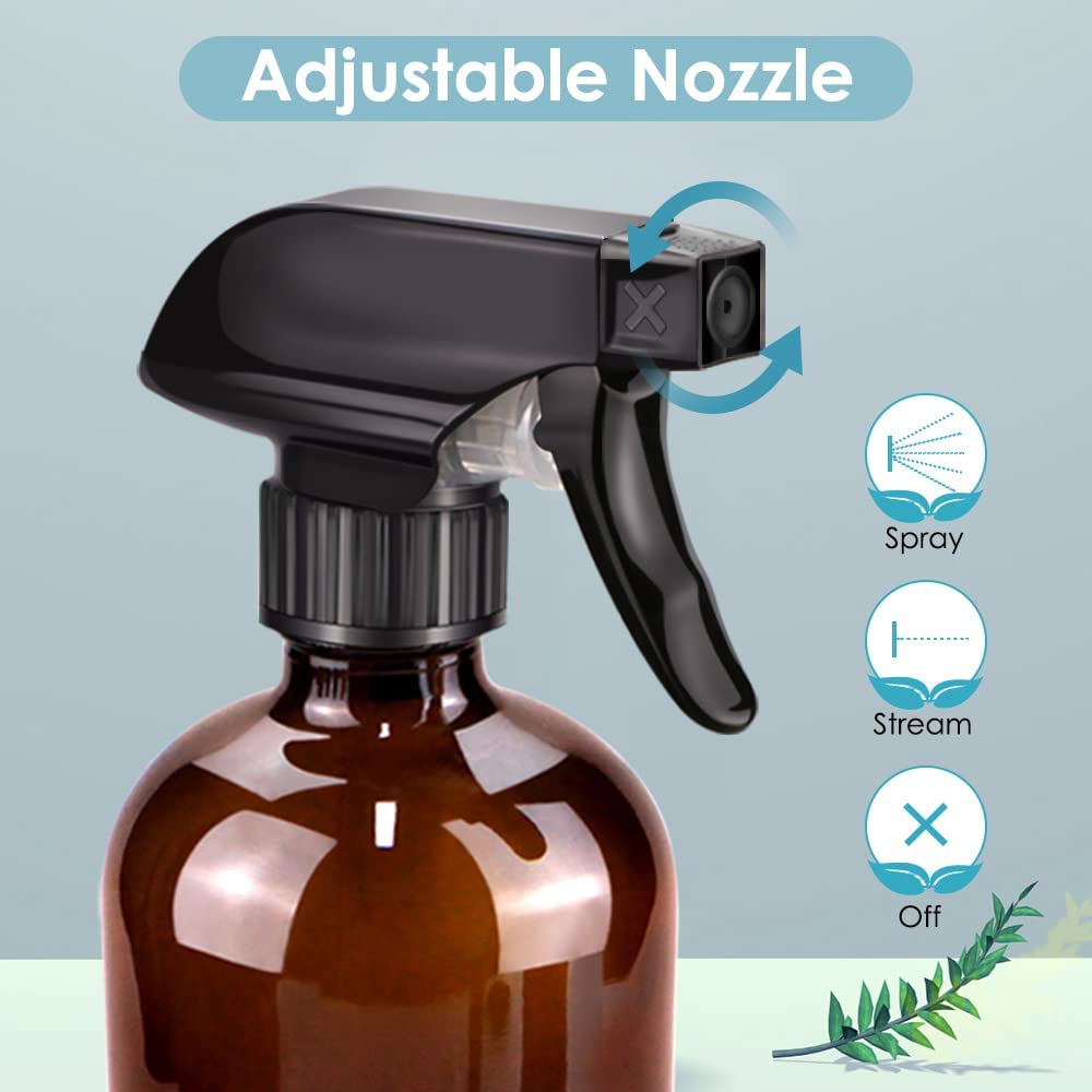 Glass Spray Bottle, Amber Glass Spray Bottle Set & Accessories Refillable for Plants Window Cleaners Aromatherapy