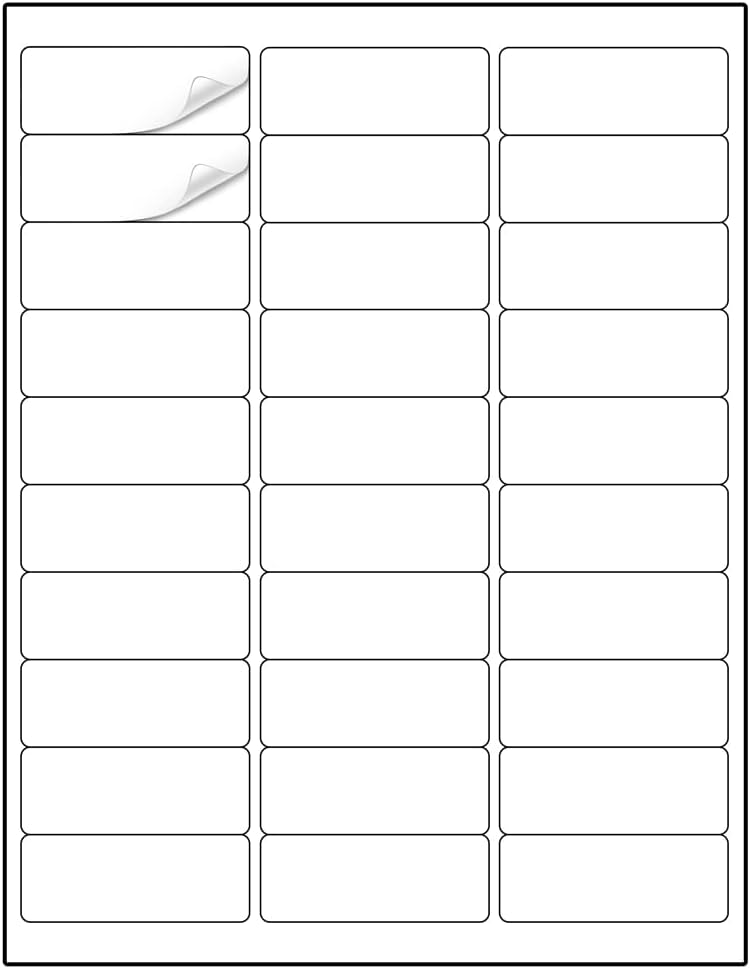 Address Labels 1" x 2-5/8" 900 Labels Sticker Paper for Laser/Ink Jet Printer Mailing Labels 8.5"×11" White 30 per Sheet