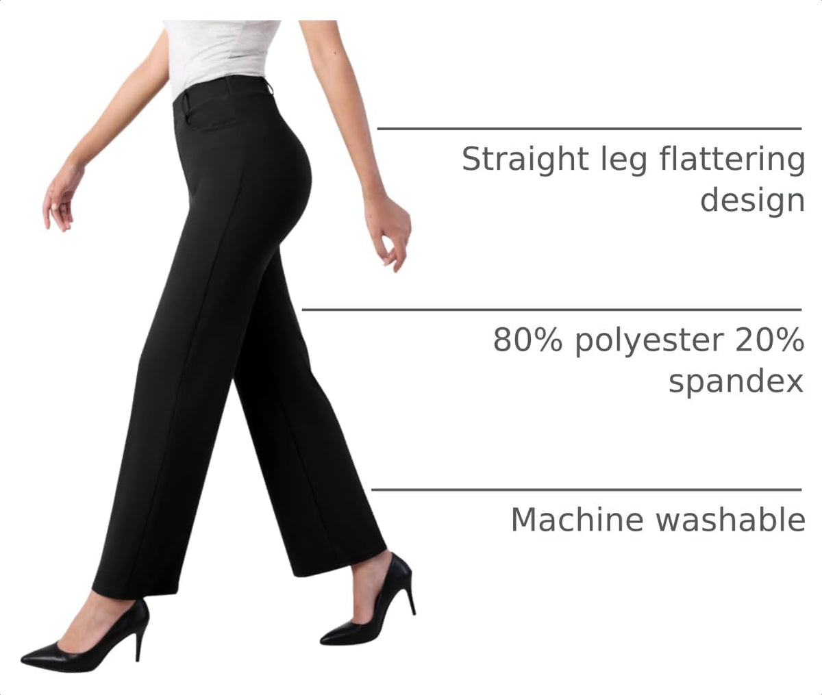 Womens Wide Leg Dress Pants Stretch Work Slacks with Pockets