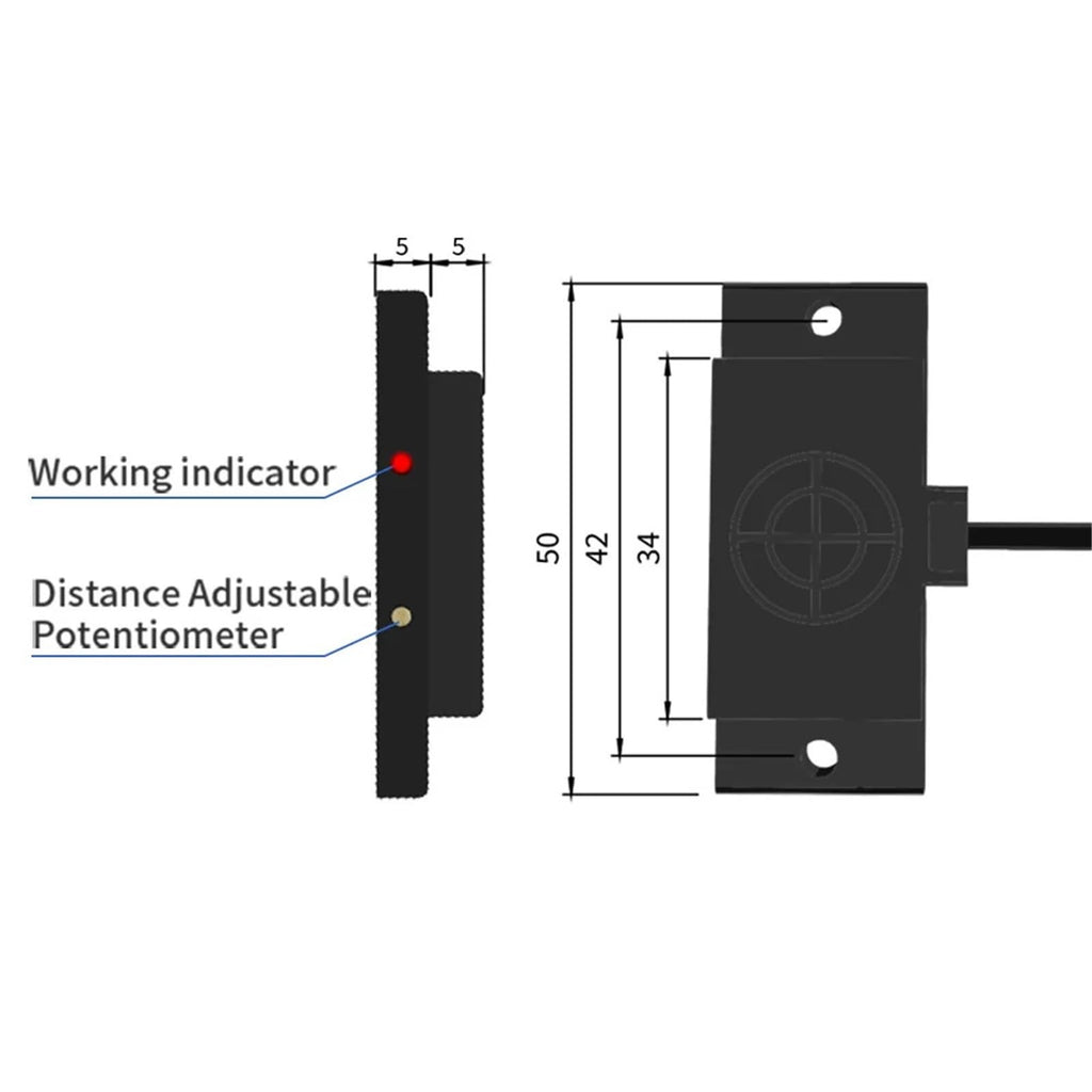 YZHATDH E2K Series Proximity Sensor Matrix Capacitive Switch 10-30V DC 3-Wire NPN PNP Sensing Distance 10mm Adjustable