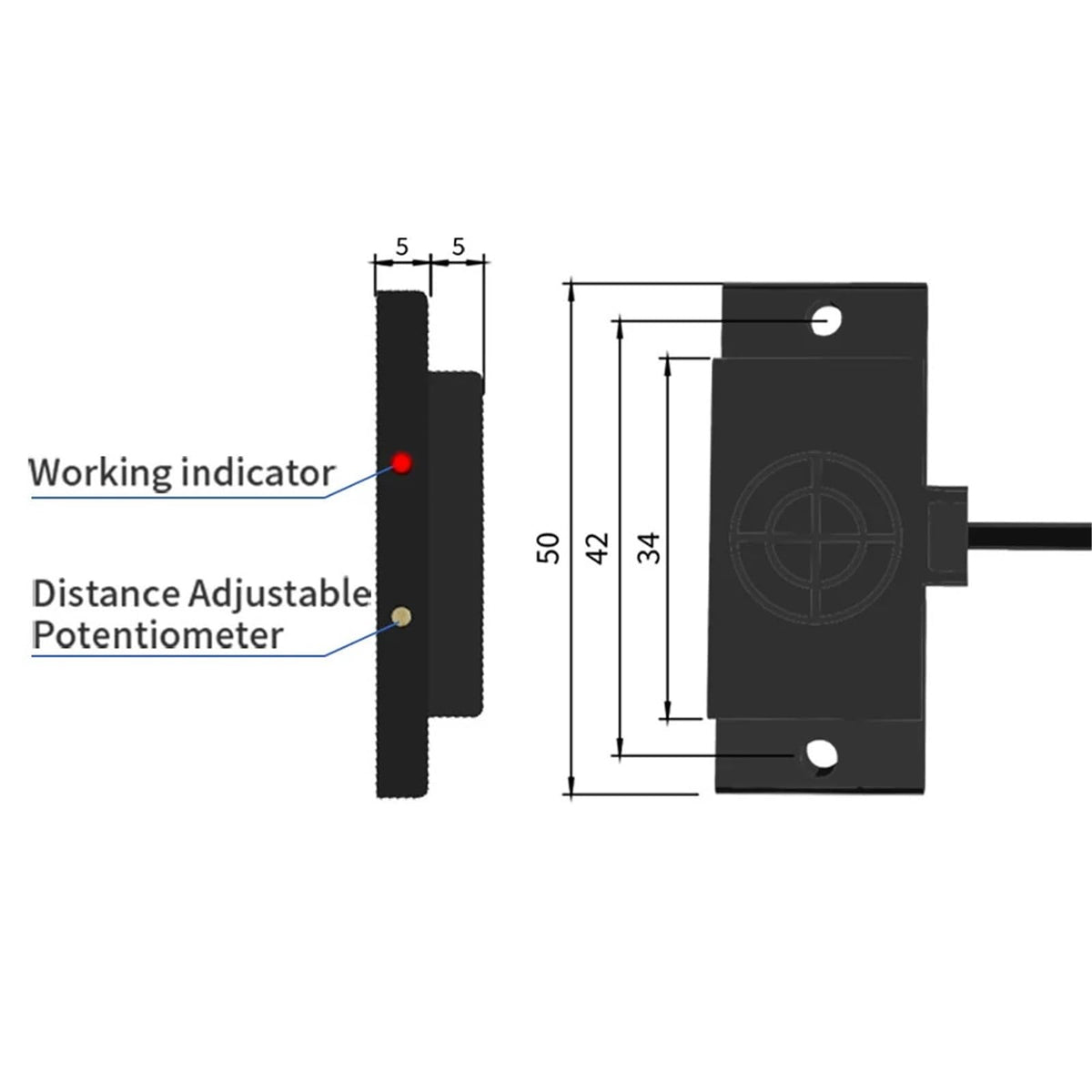YZHATDH E2K Series Proximity Sensor Matrix Capacitive Switch 10-30V DC 3-Wire NPN PNP Sensing Distance 10mm Adjustable
