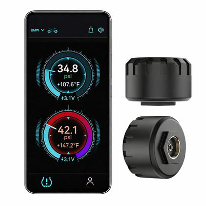 Motorcycle Tire Pressure Monitoring System, Bluetooth TPMS for Motorcycles – Real-Time Tire Pressure & Temperature