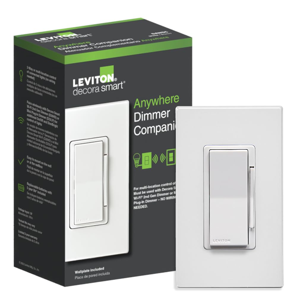 Decora Smart Dimmer Anywhere Companion, Add Wire-Free 3-Way/4-Way/5-Way On/Off/Dim/Bright Control to Decora Smart