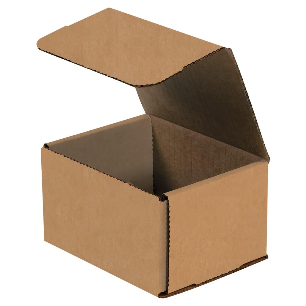 Brown Kraft Corrugated Cardboard Mailing Boxes, 5" x 4" x 3", Pack of 50, Crush-Proof