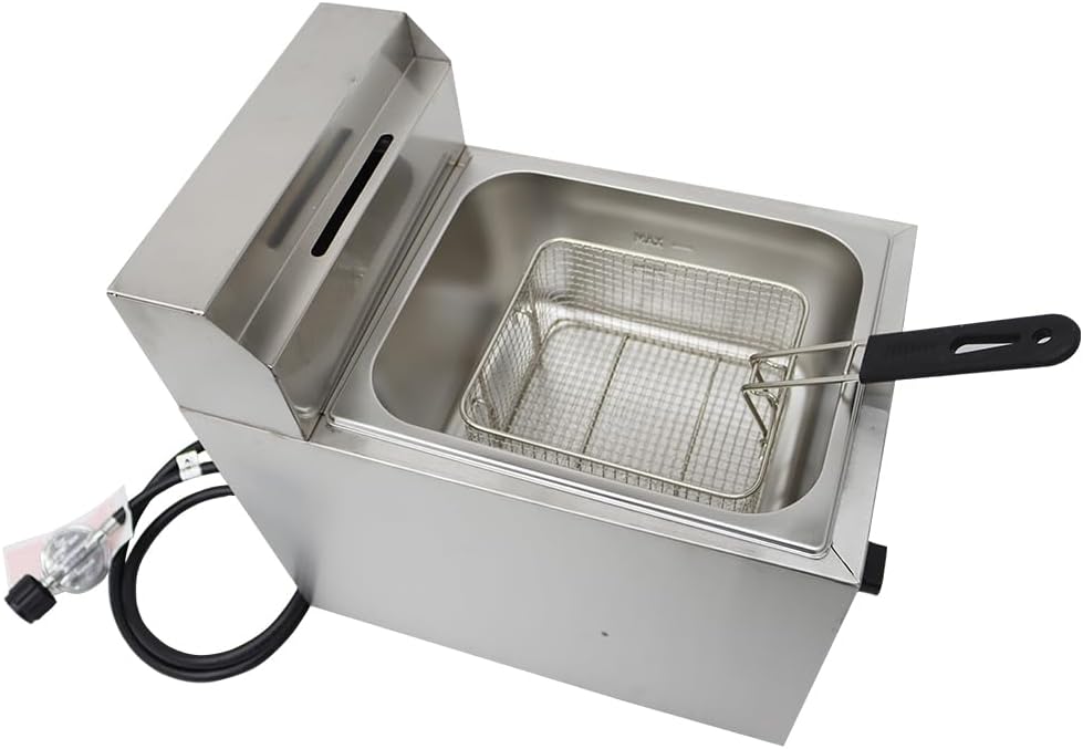 Gas Funnel Cake Fryer Stainless Steel LPG Propane Deep Fryer with Basket Commercial Single Tank Fryer for French