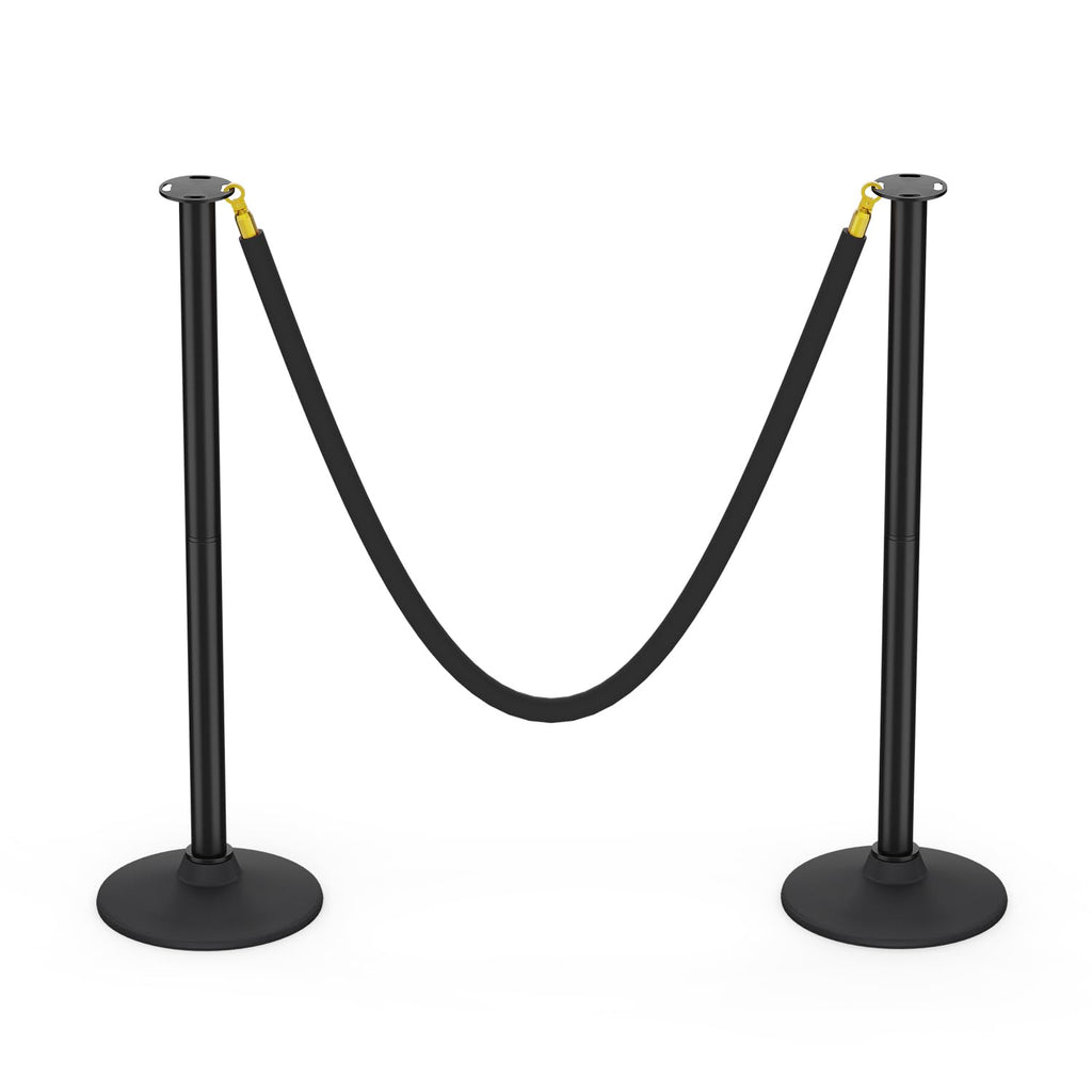 2 Pack Plastic Stanchion Posts, Black Velvet Rope, Crowd Control