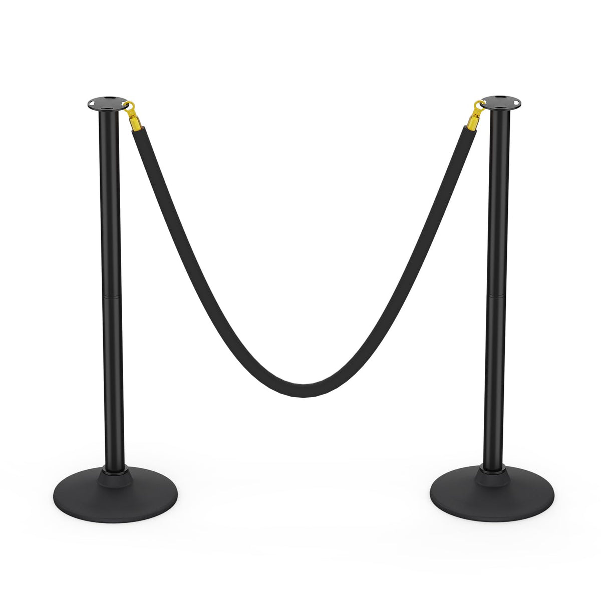 2 Pack Plastic Stanchion Posts, Black Velvet Rope, Crowd Control