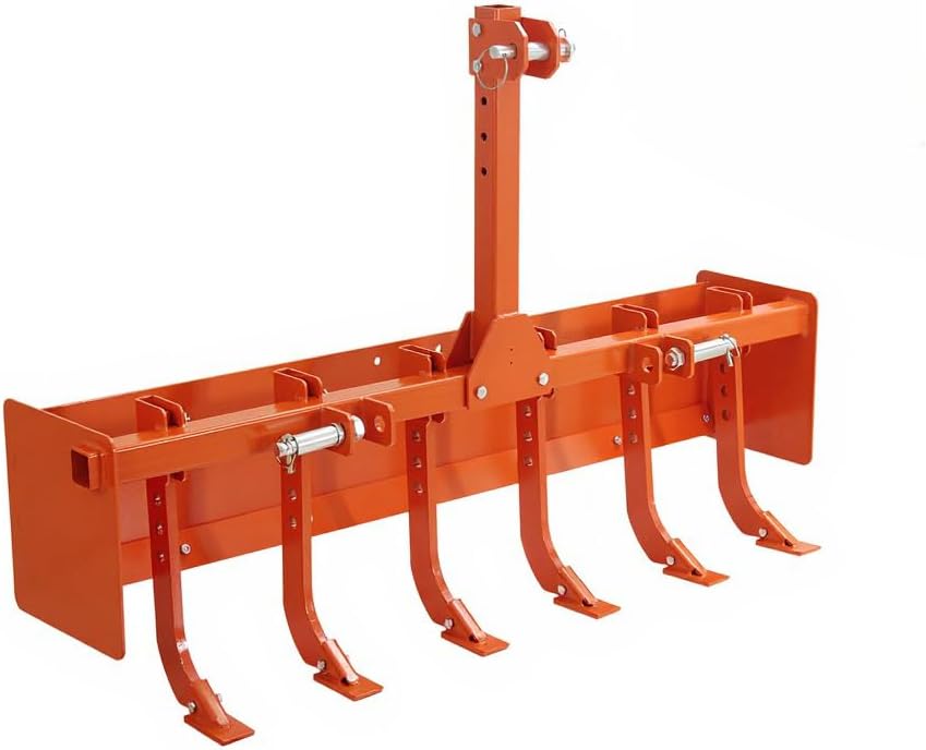 55" Box Blade for Tractor, 3 Point Hitch Box Scraper Attachment | Heavy Duty Land Leveling & Grading Implement