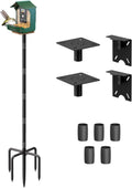 90inch Upgrade Bird House Pole | for Outdoor Bird Feeder Bath, Heavy Duty Adjustable with 4 Plates & 5 Prong Base for