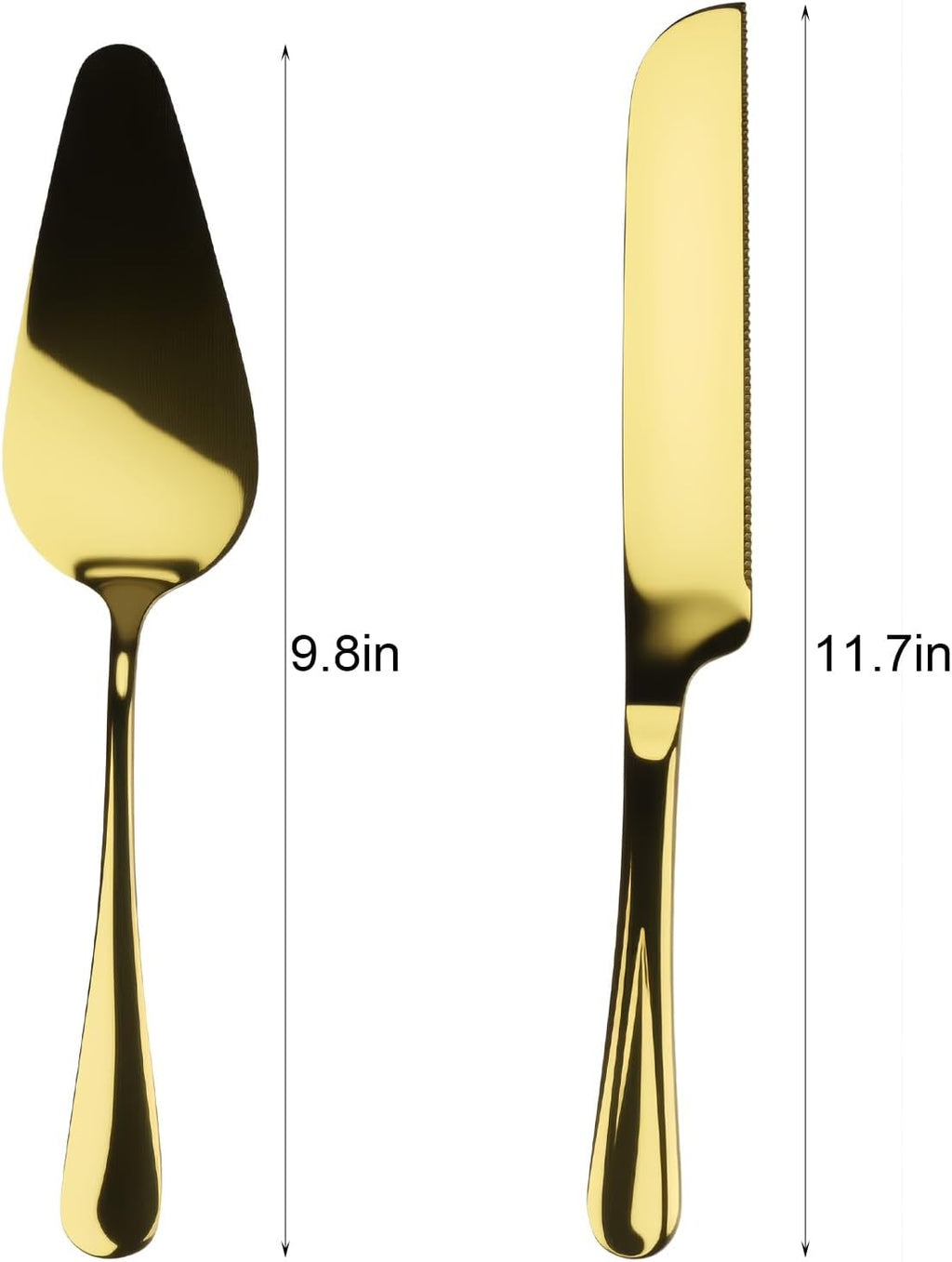 2-Piece Stainless Steel Cake Knife And Server Set, Gift Box (Gold)