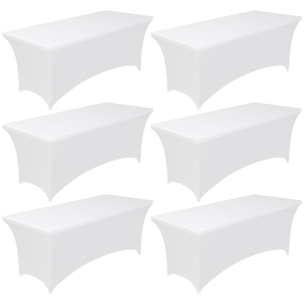 Spandex Tablecloth 8ft - 6 Pack, Fitted and Stretch Table Cover for Rectangle Tables, Wrinkle-Resistant and Secure