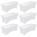 Spandex Tablecloth 8ft - 6 Pack, Fitted and Stretch Table Cover for Rectangle Tables, Wrinkle-Resistant and Secure