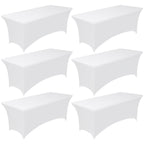 Spandex Tablecloth 8ft - 6 Pack, Fitted and Stretch Table Cover for Rectangle Tables, Wrinkle-Resistant and Secure