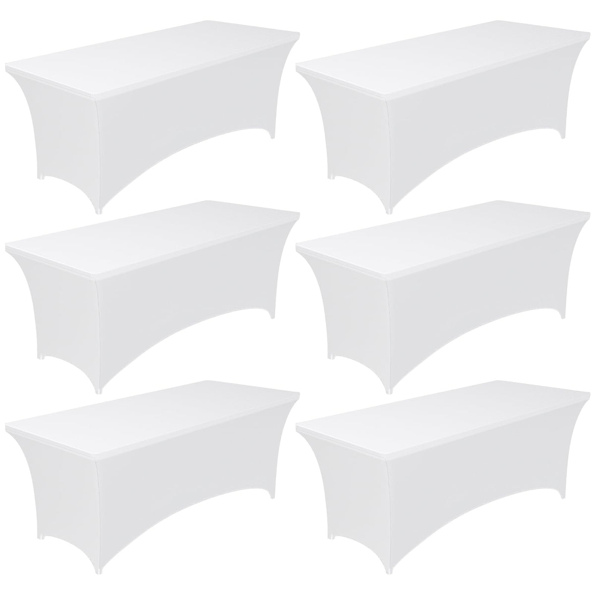 Spandex Tablecloth 8ft - 6 Pack, Fitted and Stretch Table Cover for Rectangle Tables, Wrinkle-Resistant and Secure