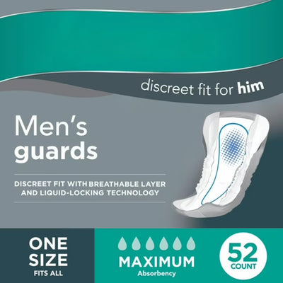 Adult Incontinence Guards for Men, Maximum Absorbency, 52 Count