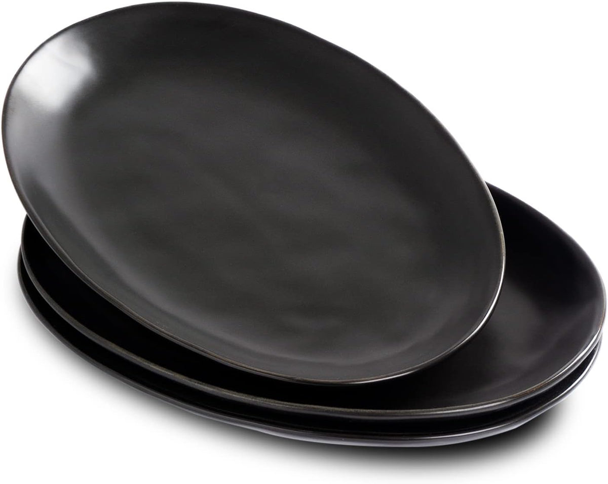 Ceramic Serving Platters, 12" Black Serving Tray, Serving Plates, Set of 3