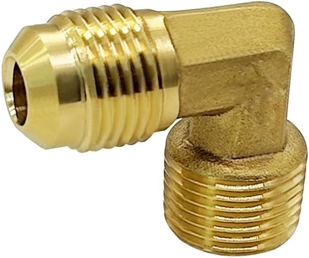 Hooshing 2PCS 3/8" Male Flare x 3/8" Male NPT Brass 90° Elbow Tube Fitting