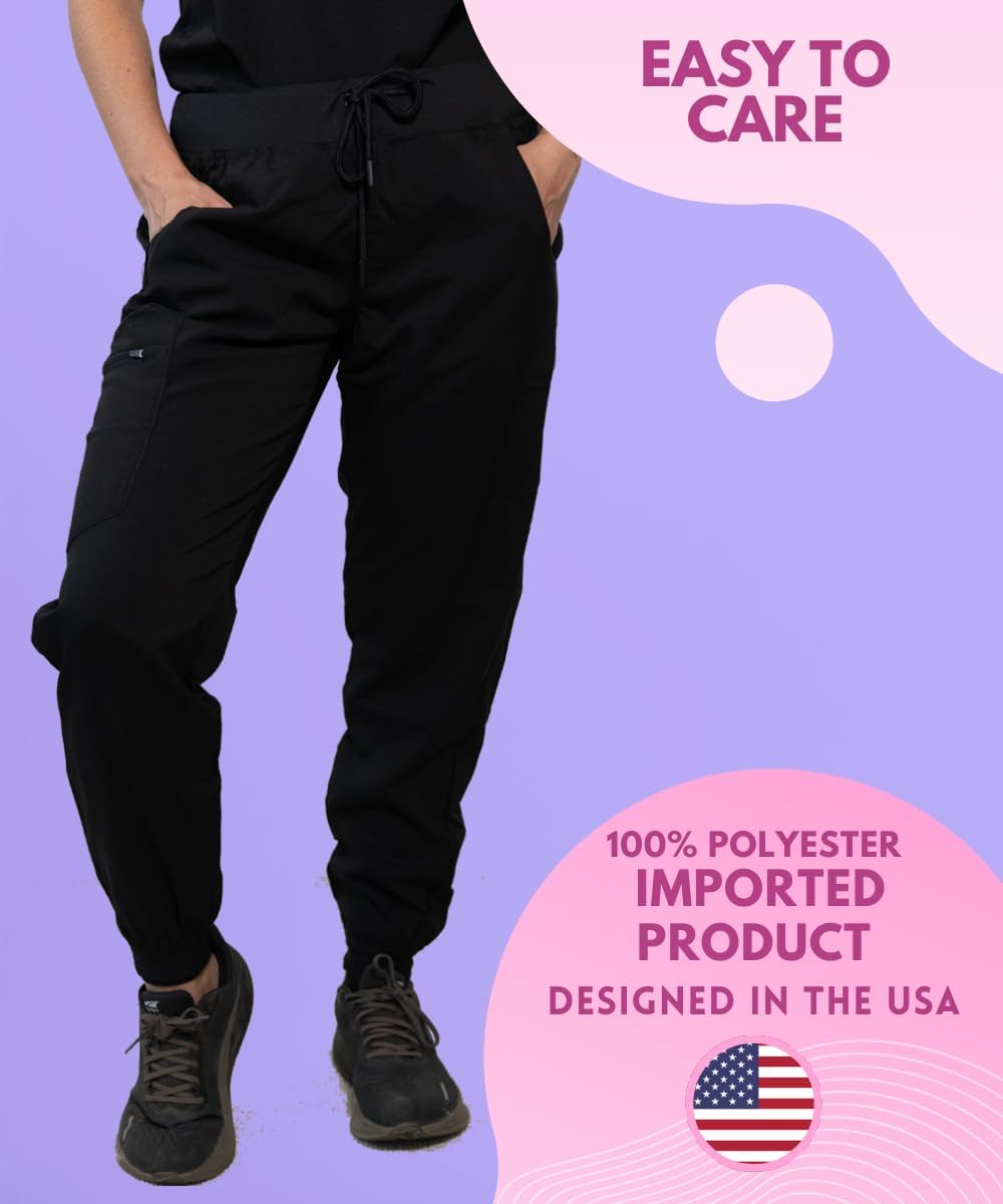 Women's Scrub Joggers Pants with Pocket Elastic Waist for Medical, Nurse, Doctor