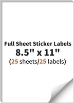 Full Sheet Sticker Labels, 8.5" x 11" Shipping Label - 25 Sheets, 25 Labels