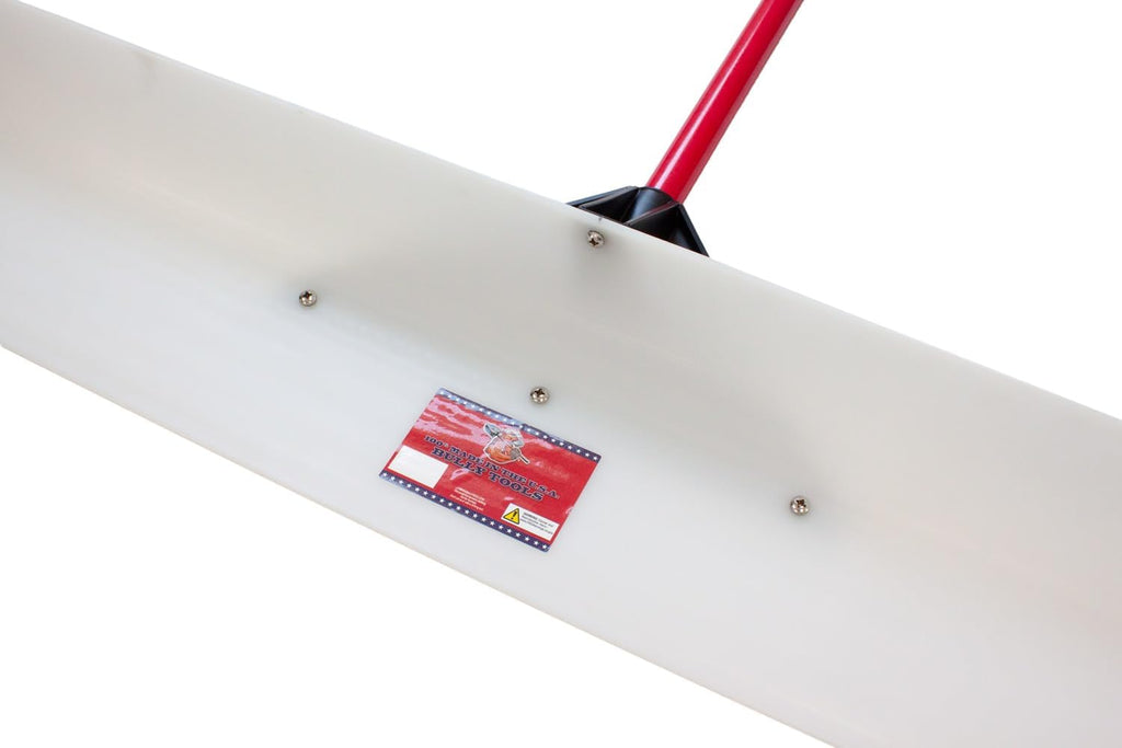 Heavy Duty Snow Pusher - High Molecular Weight Snow Plow with Fiberglass D-Grip Handle, Large Shovel Pusher for