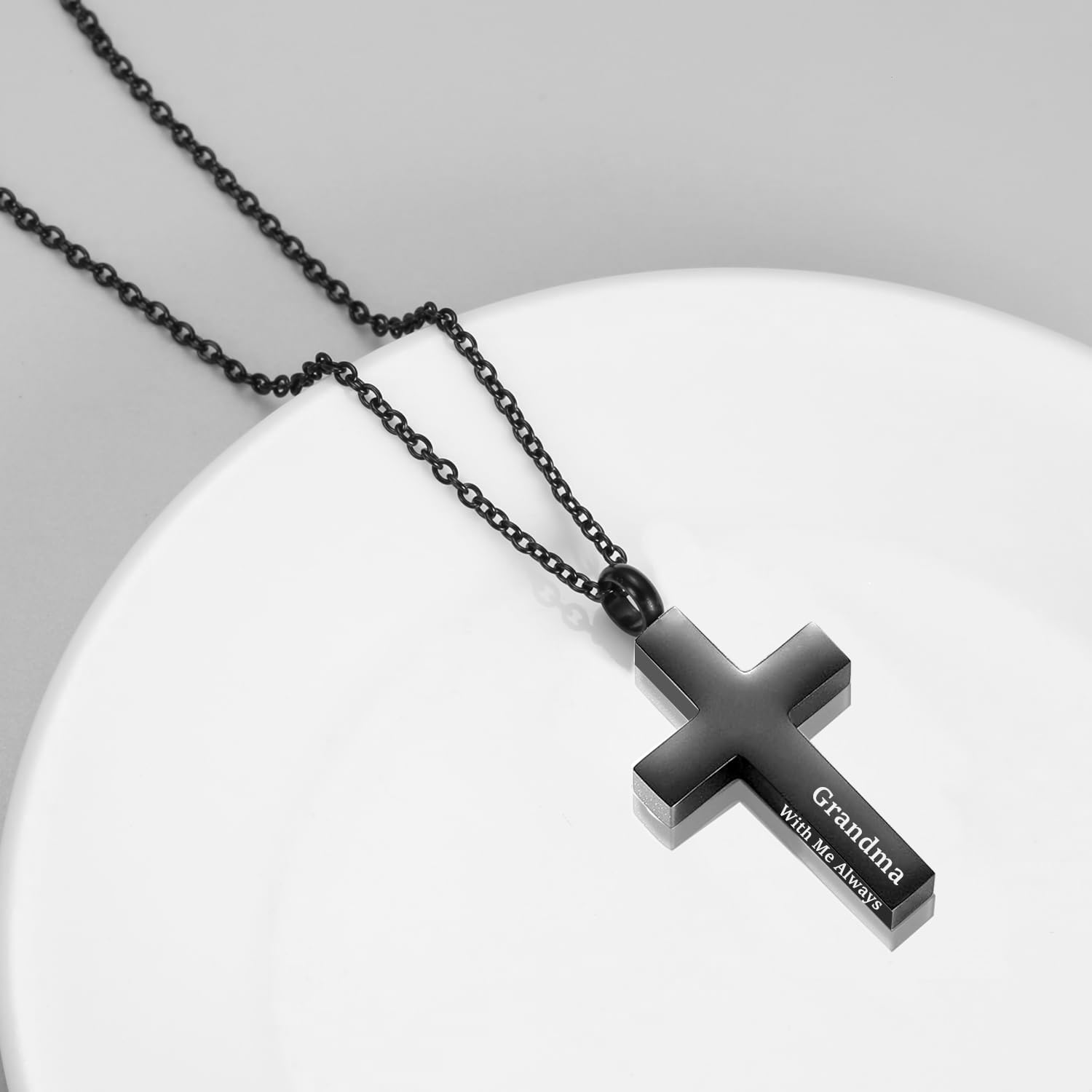 Cremation Jewelry Black Cross Urn Necklaces for Ashes for Women Men Human Ashes with Me Always Memorial Keepsake Pendant