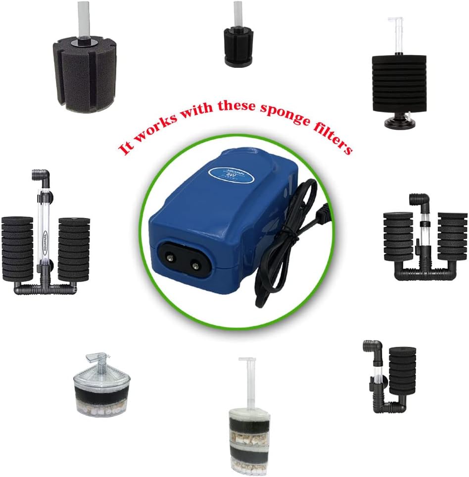 Aquarium Bio Sponge Filter 2 PCS for Fry Betta Shrimp Fish Tank Up to 55 Gallon Each., Quiet, Double Sponges