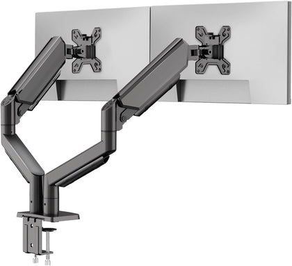 Dual Gas Spring Monitor Arm for 13-32 Inch Monitors, Desk Mount | Supports 19.8 lbs/Arm | Smooth Gas Spring | Full