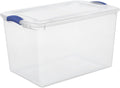 Large Storage Bin, 66 Quart Clear Plastic Storage Container with Latch Lid, Blue Latch