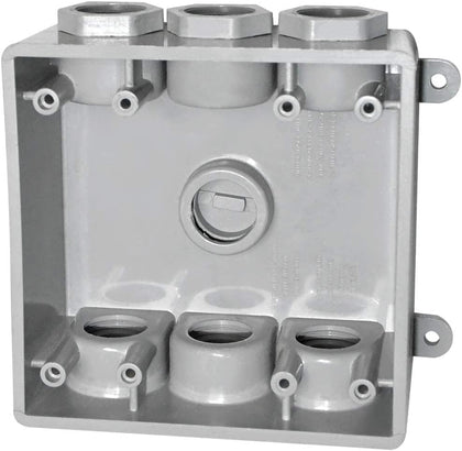Two Gang Electrical Box, Suitable 1/2-Inch or 3/4-Inch Electrical Conduit Weatherproof Outdoor Switch Outlet Box, UL