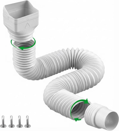 Flexible Rain Gutter Downspout Extender, 1 Pack, 21–62 Inch, White