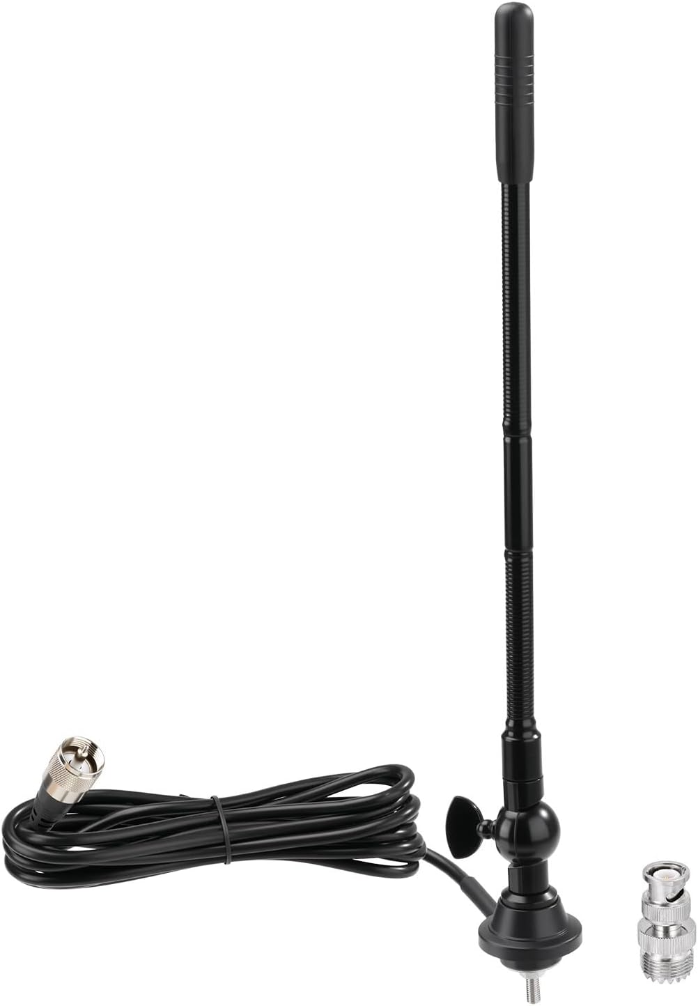 27MHz CB Radio Antenna with Adjustable Rotating Base | PL259 & BNC Boat Marine Car Antenna Kit, Compatible with