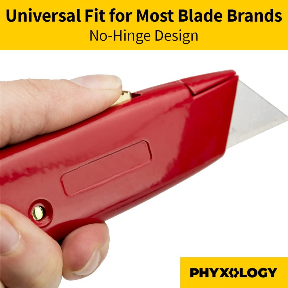 Heavy Duty Hook Blade Utility Knife with 5 Spare Refills. Sharp, Retractable Hooked Box Cutter Tool for Shingles