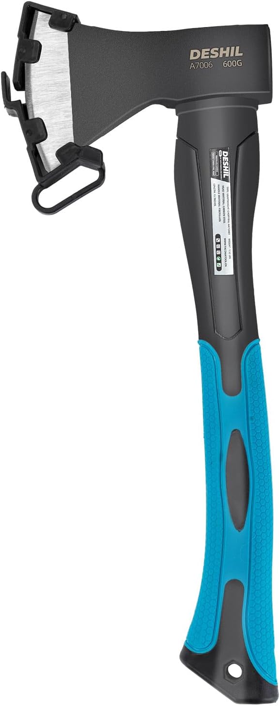 15 inch Chopping Hatchet Axe for Camping Splitting & Kindling | Shock-reducing Fiberglass Handle, Outdoor Camp