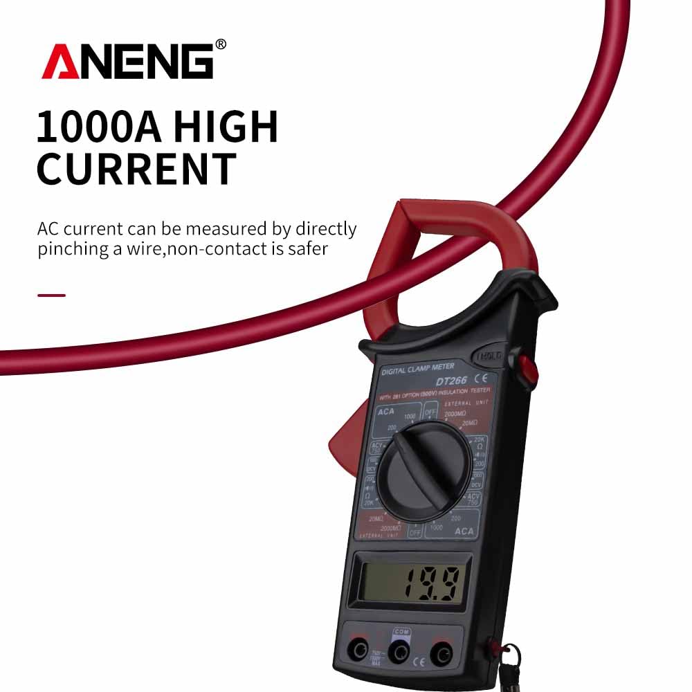 DT266 Clamp Meter AC/DC Current Voltage Tester LCD Digital Clamp Multimeter Measuring Tools