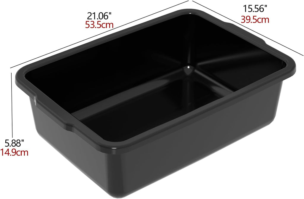 4 Packs Commercial Restaurant Bus Tub, 25 L Plastic Bus Box