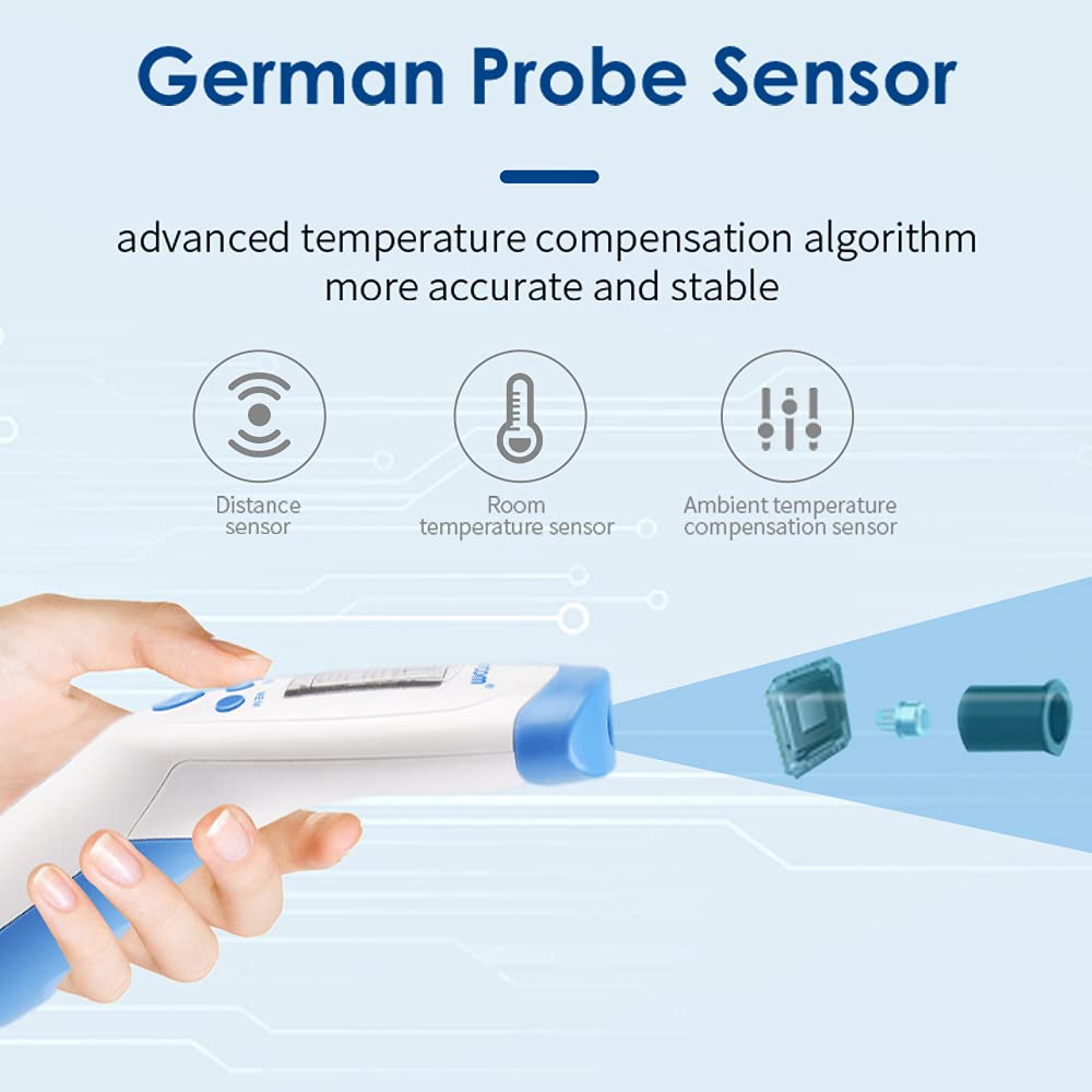 Non-Contact Infrared Forehead Thermometer for Adults and Kids, 3-in-1 Digital Fever Thermometers with LCD Display and